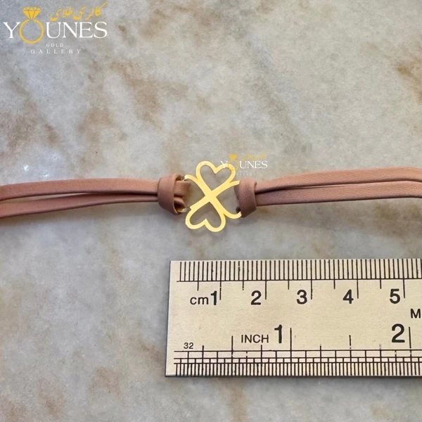 دستبند طلا چرم دولاین شبدر